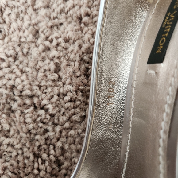 LOUIS VUITTON Beige Sequin Sanaga Open Toe Pumps Size 8.5/38.5 Authentic - Picture 14 of 14